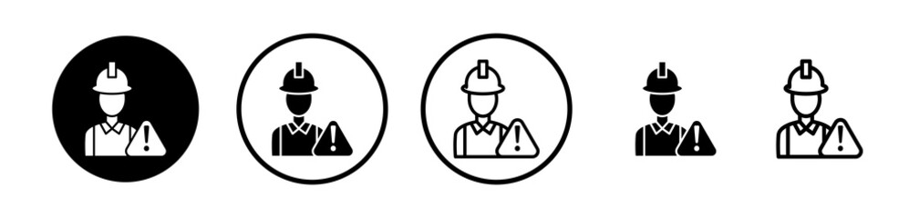 Construction risk icons symbol. Flat and line design style.