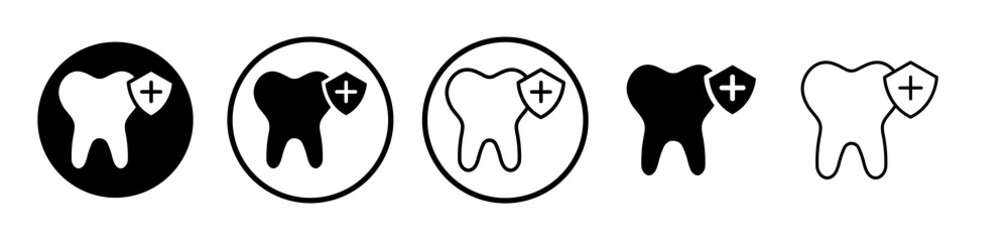 Dental insurance icons symbol. Flat and line design style.