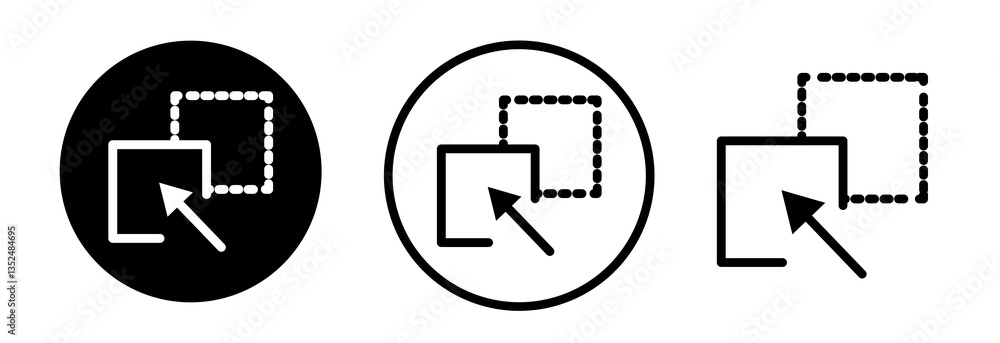 Poster drag and drop icons symbol. flat and line design style.