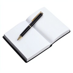 Open notebook and pen ready for notes, ideas, or drawings on a clean page.