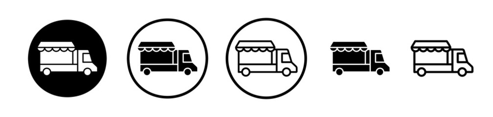Food truck icons symbol. Flat and line design style.