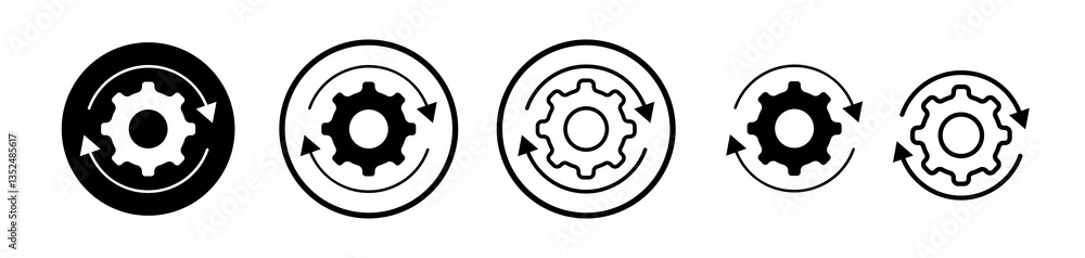 Poster implementation icons symbol. flat and line design style.