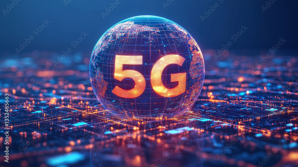 Poster 5g high speed internet connection of internet of things iot, technology network digital data and soc