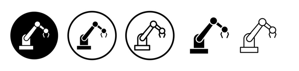Industrial robot icons symbol. Flat and line design style.