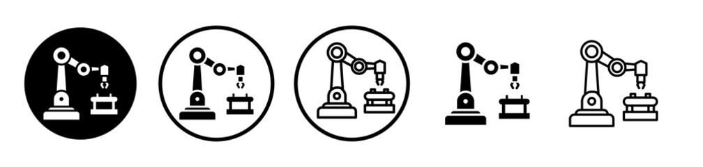 Industrial robot icons symbol. Flat and line design style.