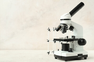 Microscope and molecule on light background