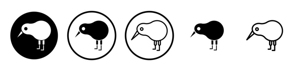 Kiwi bird icons symbol. Flat and line design style.