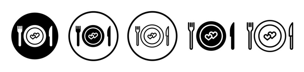 Love Plate icons symbol. Flat and line design style.