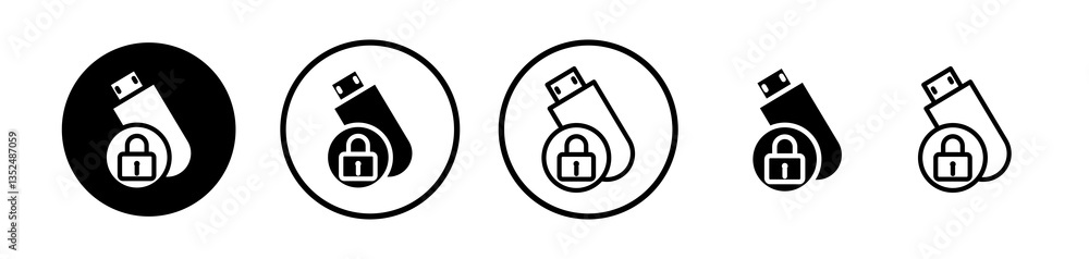 Poster pendrive security icons symbol. flat and line design style.