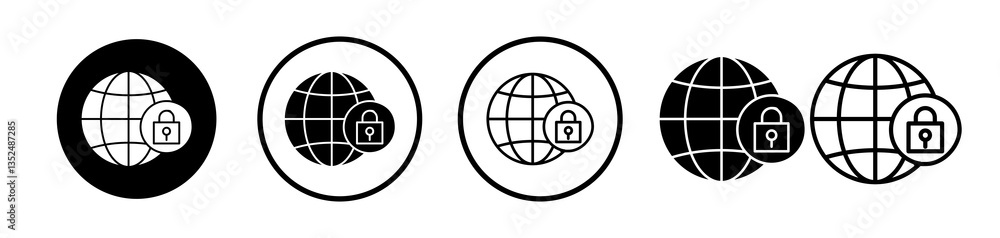 Poster private network icons symbol. flat and line design style.
