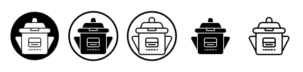 Pressure cooker icons symbol. Flat and line design style.