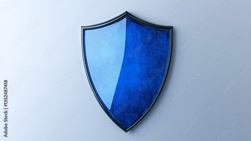 Poster technology cybersecurity protection concept. there is a shield on the left. on the right there is an