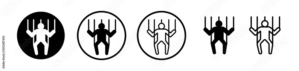 Poster puppet icons symbol. flat and line design style.