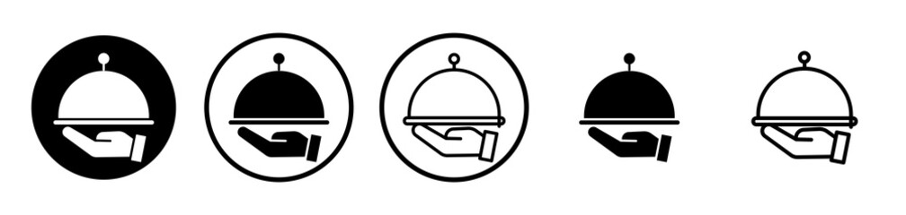 Restaurant Tray icons symbol. Flat and line design style.