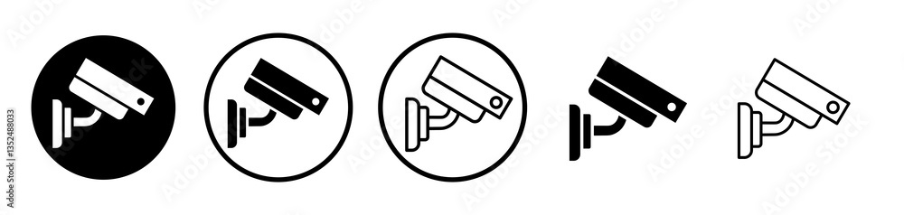 Poster security camera icons symbol. flat and line design style.