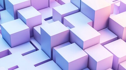 Fototapeta premium Abstract 3D Cubes, Pastel Colors, Geometric Shapes, Interlocking Structure, Modern Design