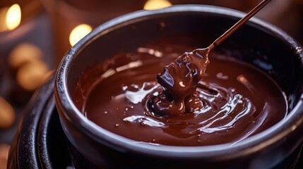 melted chocolate on a spoon 