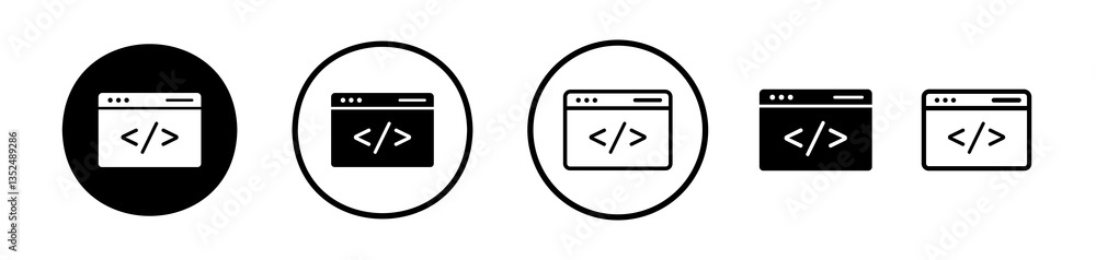 Poster web code icons symbol. flat and line design style.