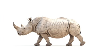 Obraz premium Photorealistic Rhinoceros Against White Background for Stock Images