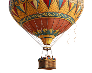 hot air balloon isolated on white background, PNG.