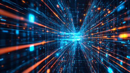 Digital cyberspace and digital data network connections concept. Transfer digital data hi-speed internet, Future technology digital abstract background concept. 3d rendering