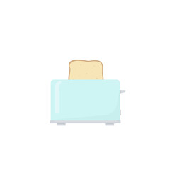 Toaster icon in flat color style. Toaster with toasted bread. Vector illustration
