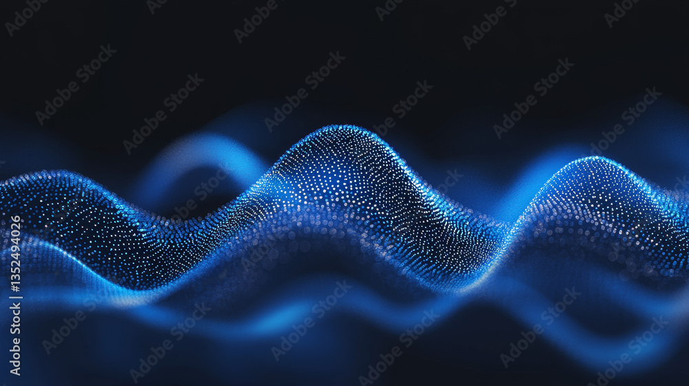 Aufkleber abstract blue color digital particles wave with bokeh background