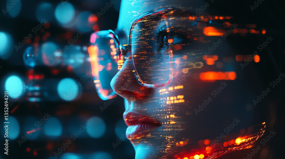 Poster digital cyberspace and data network connections concept. transfer digital data high speed internet o