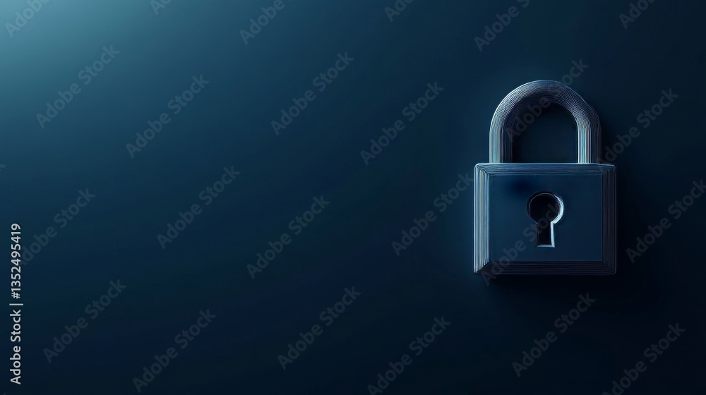 Aufkleber padlock wire frame design. the padlock is on the right side of the picture. left empty space on dark