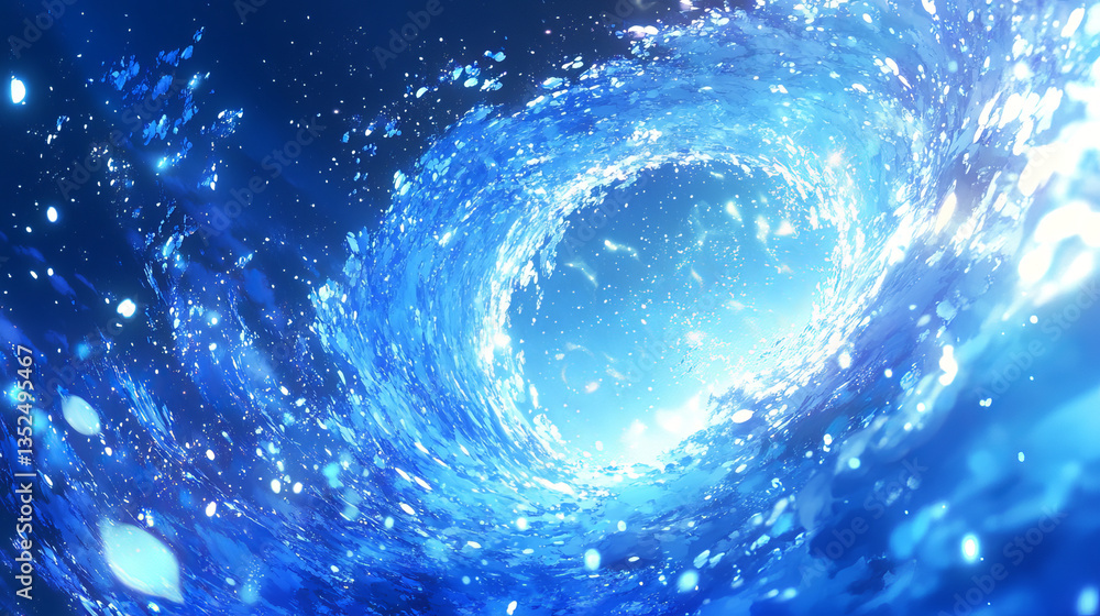 Aufkleber abstract blue color digital particles wave with bokeh and light background