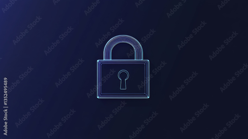 Poster padlock wire frame design. the padlock is on the right side of the picture. left empty space on dark