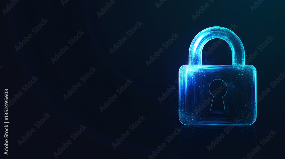 Aufkleber padlock wire frame design. the padlock is on the right side of the picture. left empty space on dark