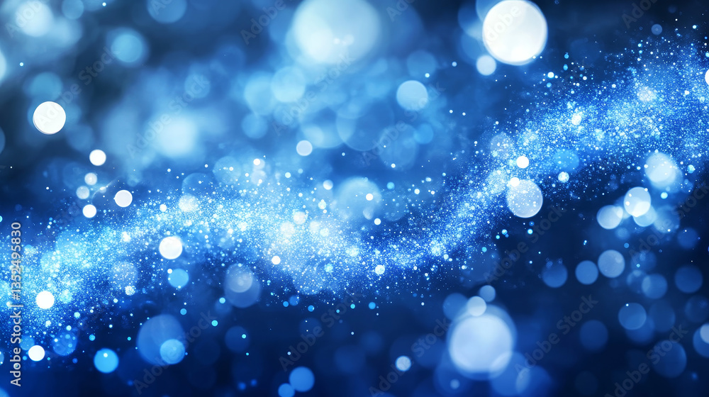Aufkleber abstract blue color digital particles wave with bokeh and light background