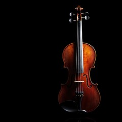 Naklejka premium A studio shot of a violin with a bow, ready to play.