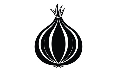Onion silhouette vector icon of bulb vegetable