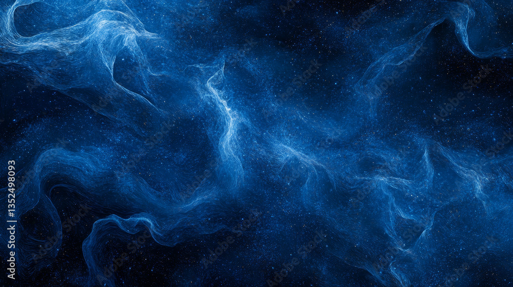 Poster blue color digital particles wave flow cyberspace abstract technology background concept