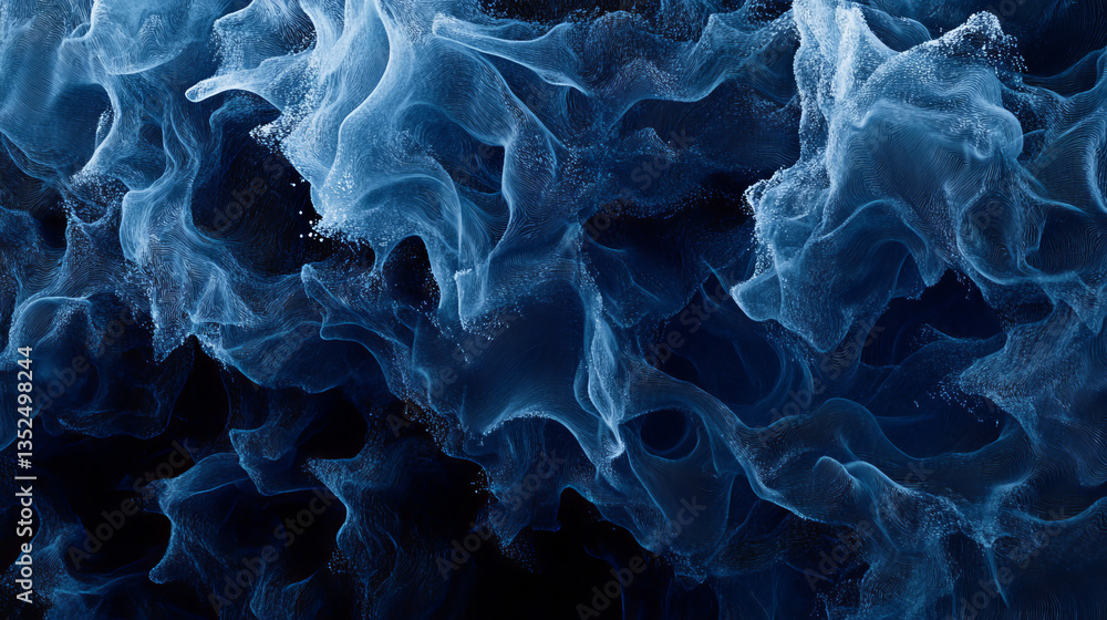 Poster blue color digital particles wave flow cyberspace abstract technology background concept