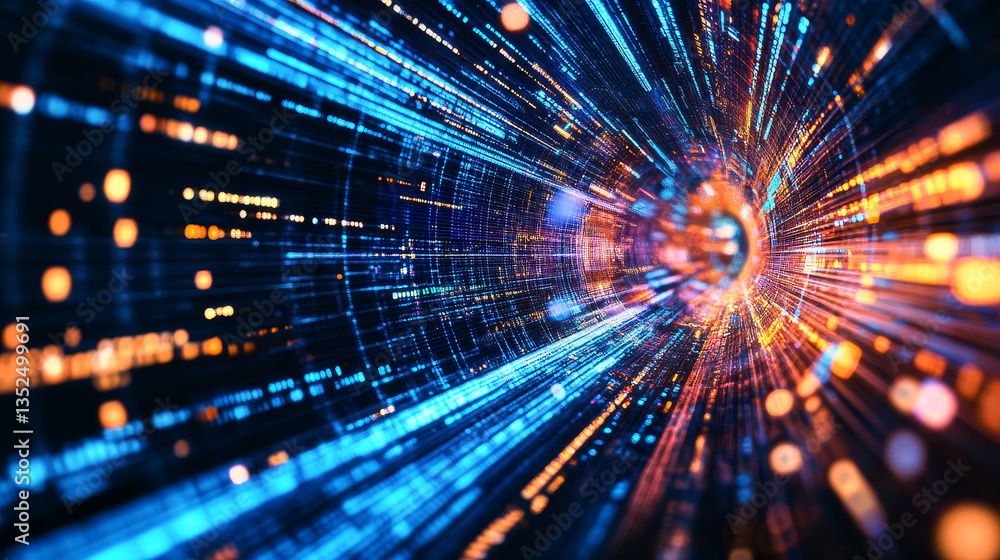 Poster digital cyberspace and data network connections. transfer digital data high-speed internet. technolo