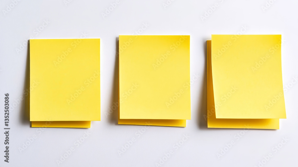 Poster set of four realistic blank vector yellow post it notes isolated on white background