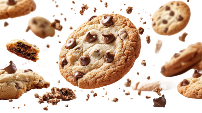 Delicious Chocolate Chip Cookies in Motion