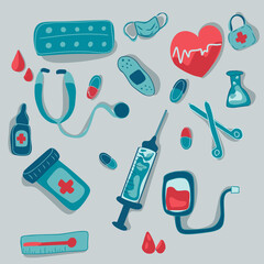 Medical set vector illustration for design. 