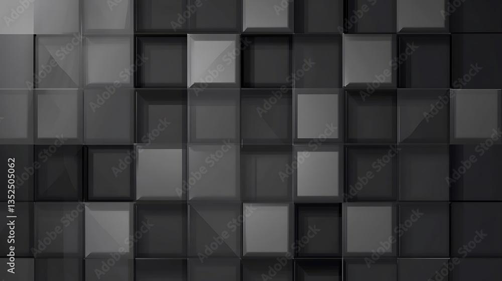 Aufkleber Abstract grayscale background of a geometric pattern with many squares and rectangles in shades of gray