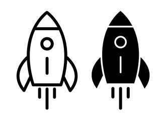 Rocket launch vector icon symbol. illustration sign collection.