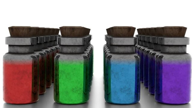colorful potion bottles fall