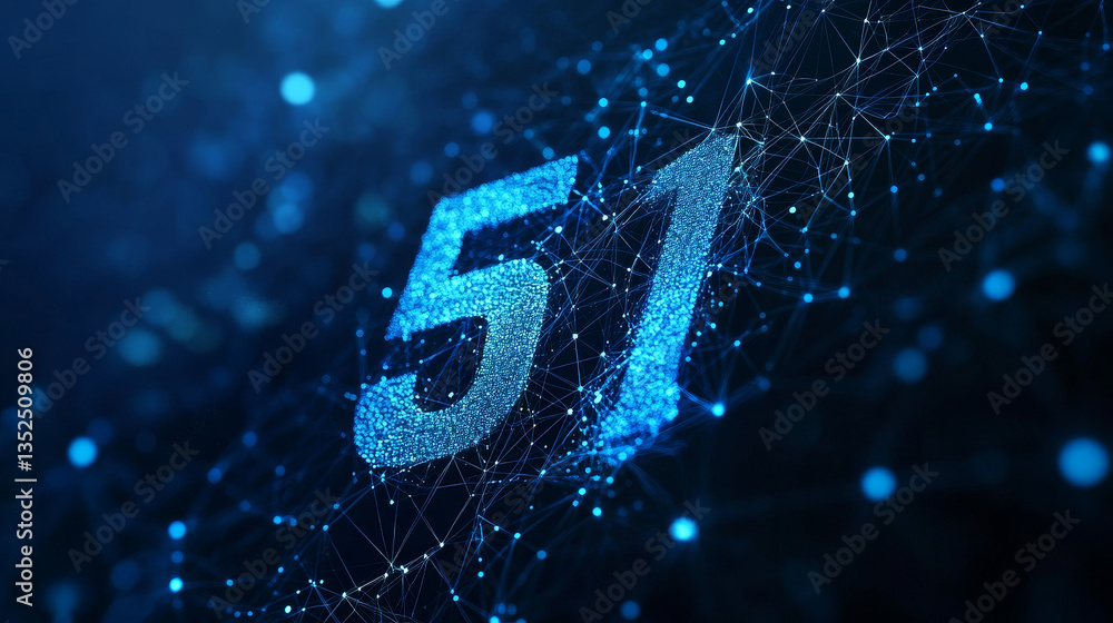 Poster 5g wireless internet network connection system around the world. with an empty space beside a dark b