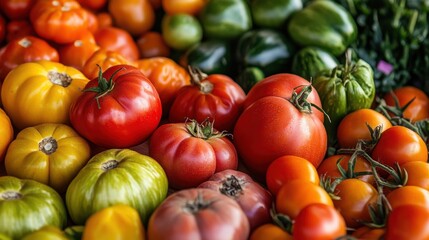 Colorful Assortment of Fresh Tomatoes at Local Farmers Market