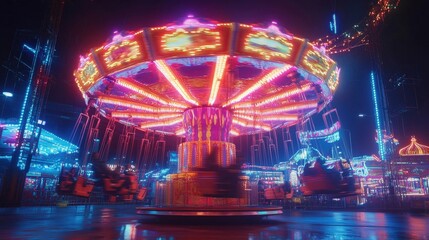 Dynamic motion capture of a new standard amusement park photography nighttime low angle innovative visual experience