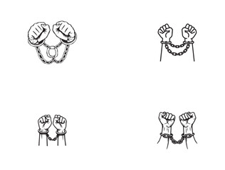 Handcuffed Fists silhouette vector art Illustration 