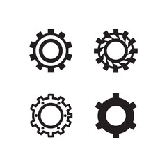 gear icons, black and white illustrations