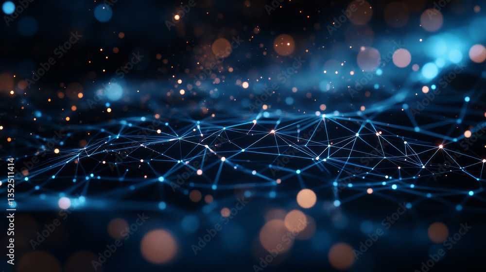 Poster technology digital big data connection, digital cyberspace, digital data network, and blockchain con
